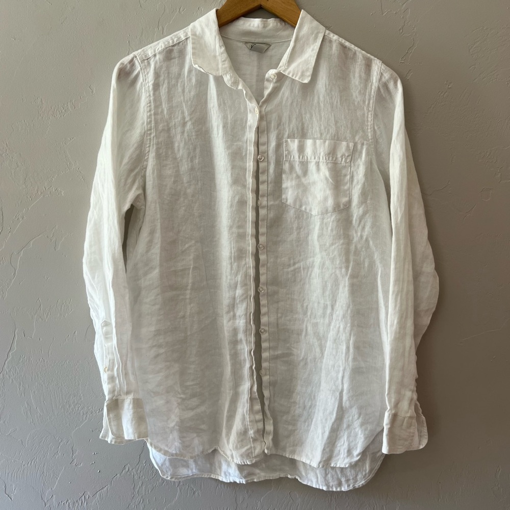 Ll bean linen button down top - small regular